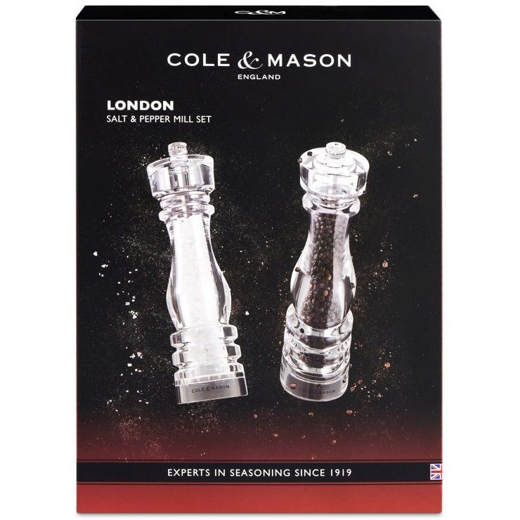 COLE&MASON Set of salt and pepper grinders London Acrylic Precision+ 22 cm