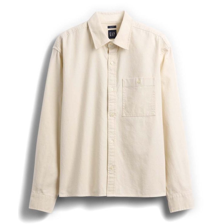 GAP 868346-02 Plátěná košile Utility z lněné směsi Béžová