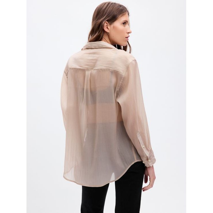 GAP 823596-00 Průsvitná košile oversize Béžová