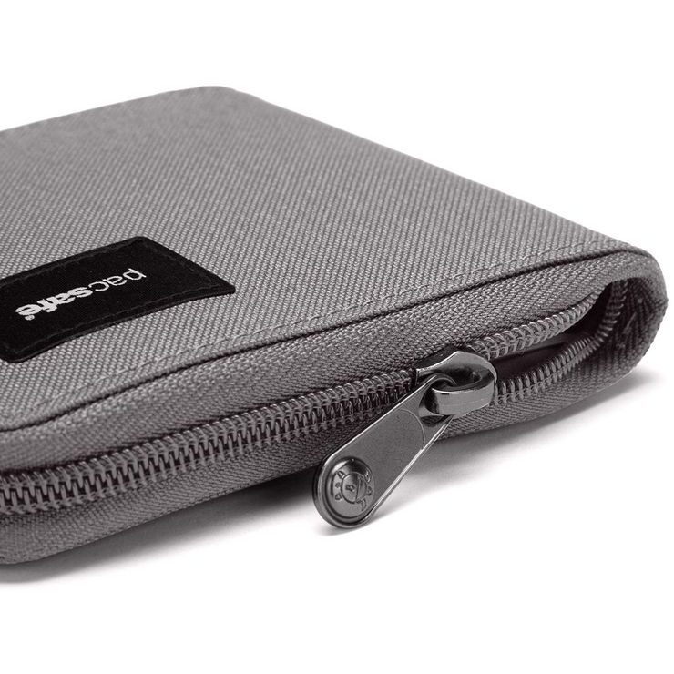 PACSAFE RFIDSAFE ZIP AROUND WALLET stone