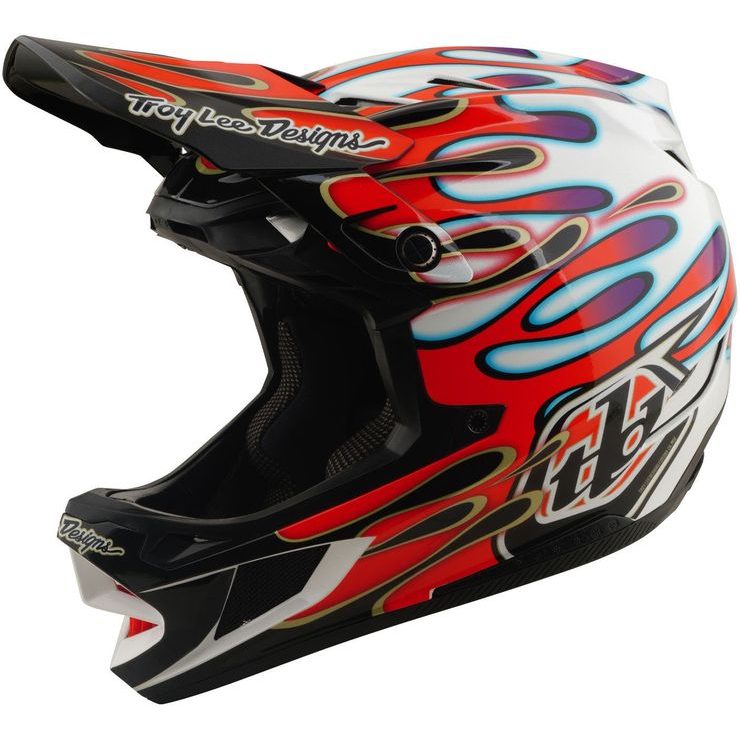 TROY LEE DESIGNS D4 COMPOSITE MIPS OVERSPRAY WHITE / RED