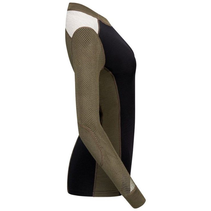 ACLIMA WoolNet Hybrid Crewneck W's Jet Black/Tarmac/Beige Melange
