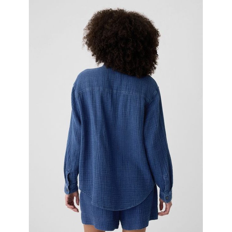 GAP 539149-00 Mušelínová košile oversize Tmavě modrá