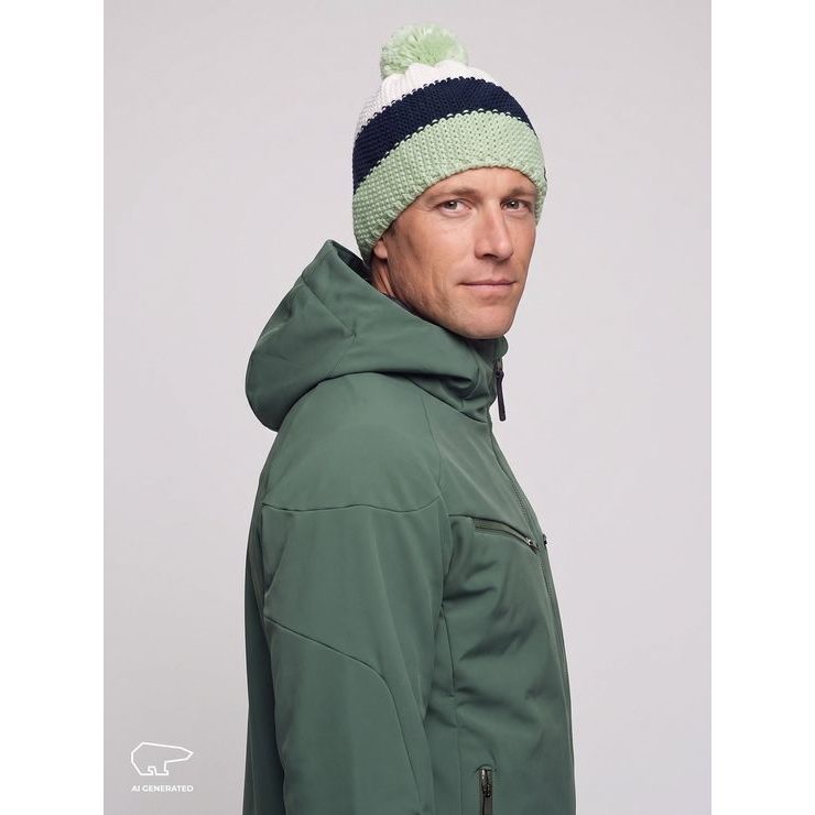 EISBÄR Star Pompon MÜ Khaki-Limette-Weiß