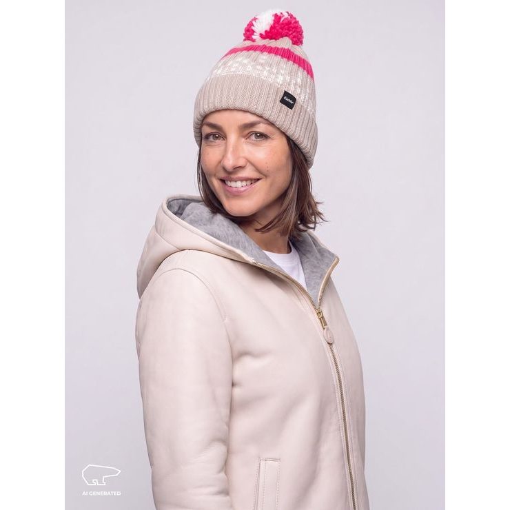 EISBÄR Norrak Pompon MÜ Beige-Weiss-Pink