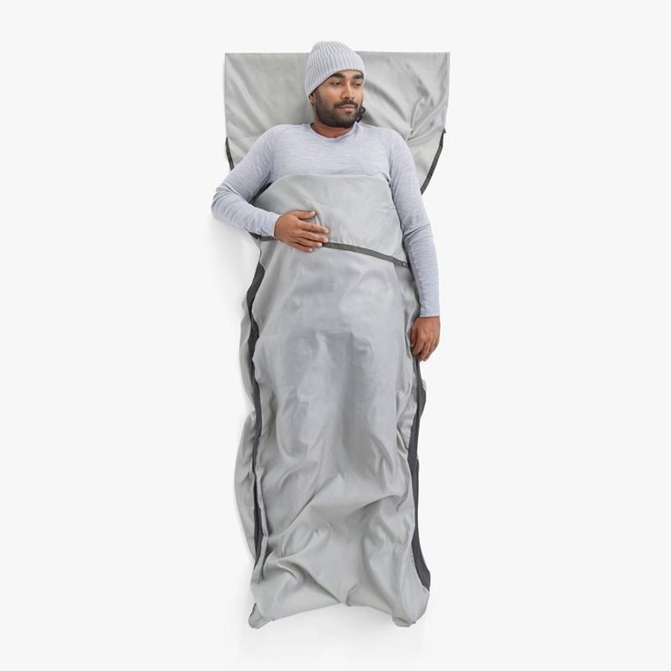 SEA TO SUMMIT Silk Blend Sleeping Bag Liner - Rectangular w/ Pillow Sleeve Moonstruck Grey