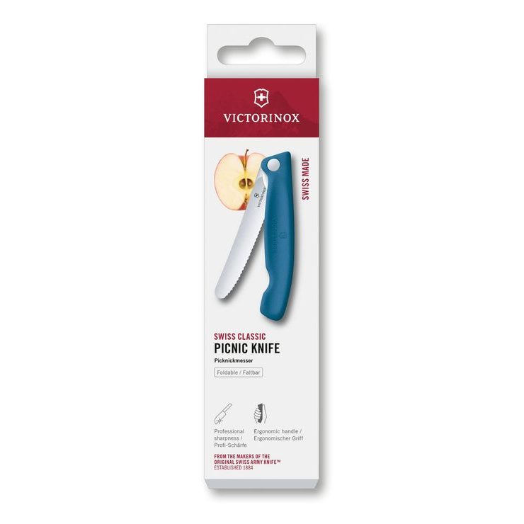 VICTORINOX Swiss Classic, picnic knife, 11cm, wavy, blue, box