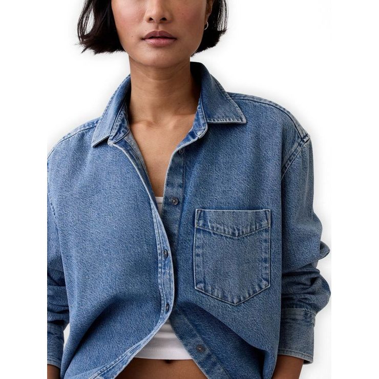 GAP 883758-00 Džínová oversize košile UltraSoft Tmavě modrá