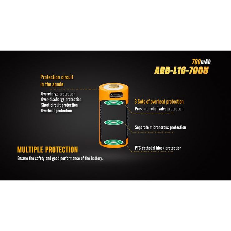 FENIX RCR123A / 16340 (Li-Ion) USB
