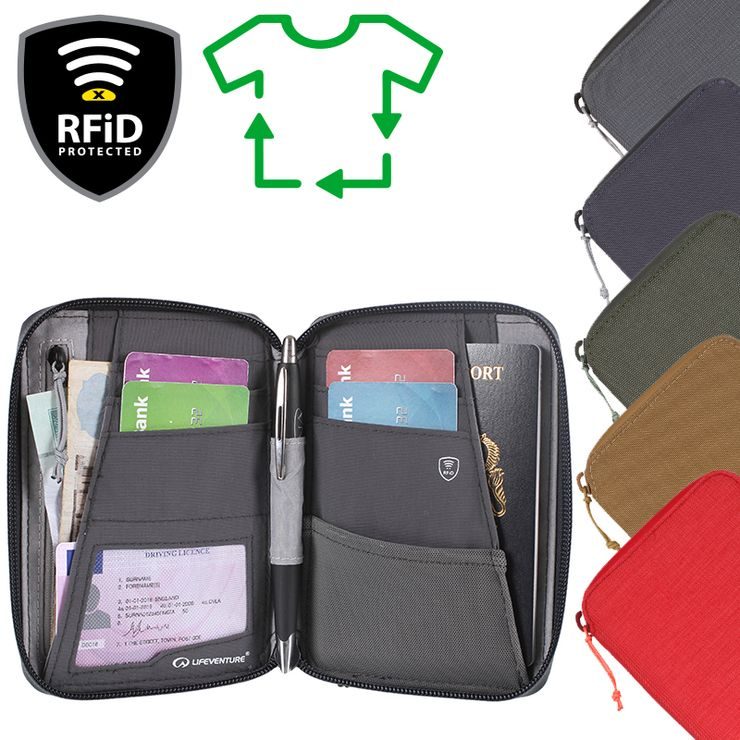 LIFEVENTURE RFiD Mini Travel Wallet grey