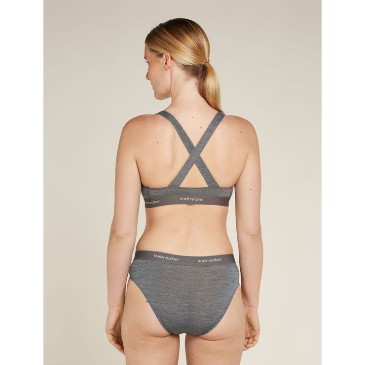 ICEBREAKER W Mer 125 Cool-Lite Sprite Racerback Bra GRITSTONE HTHR-013