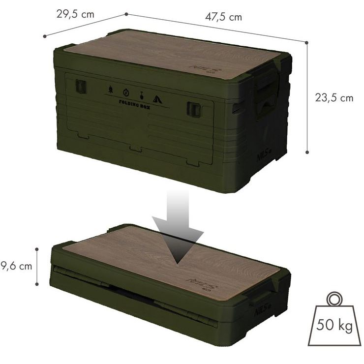 NILS Camp NCB4002 2v1 s víkem a dřevěnou deskou 32L zelený