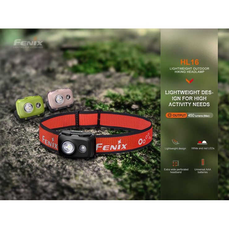 FENIX HL16 (450 lumenů) zelená