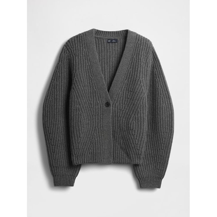 GAP 820755-00 Žebrovaný kardigan Šedá