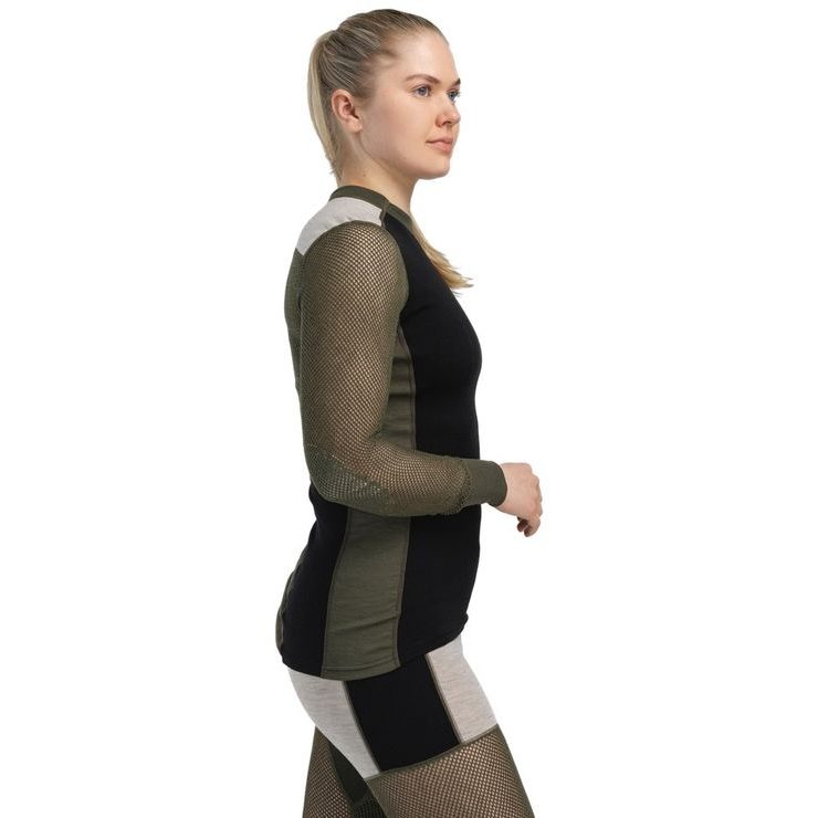 ACLIMA WoolNet Hybrid Crewneck W's Jet Black/Tarmac/Beige Melange