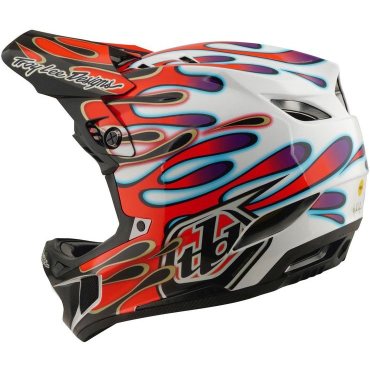 TROY LEE DESIGNS D4 COMPOSITE MIPS OVERSPRAY WHITE / RED