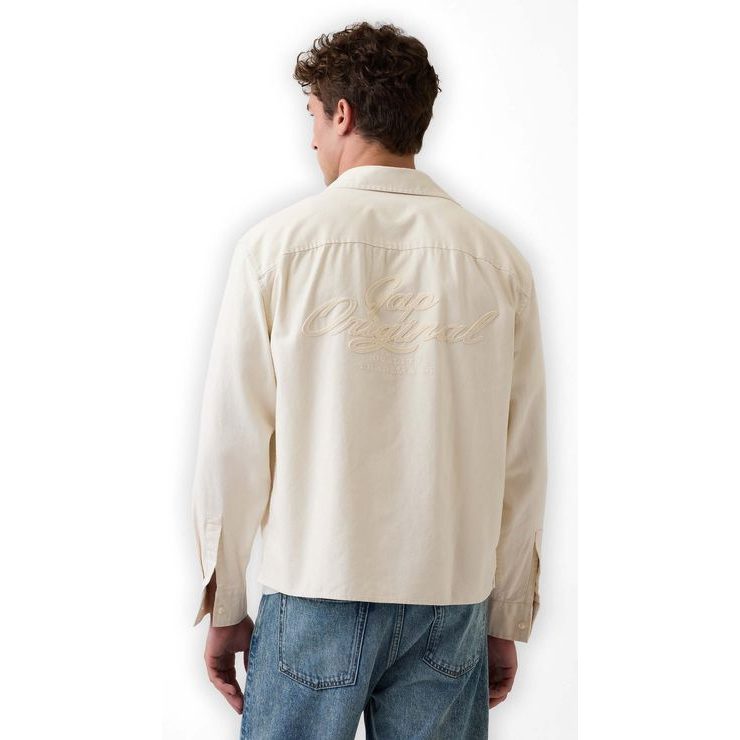 GAP 868346-02 Plátěná košile Utility z lněné směsi Béžová
