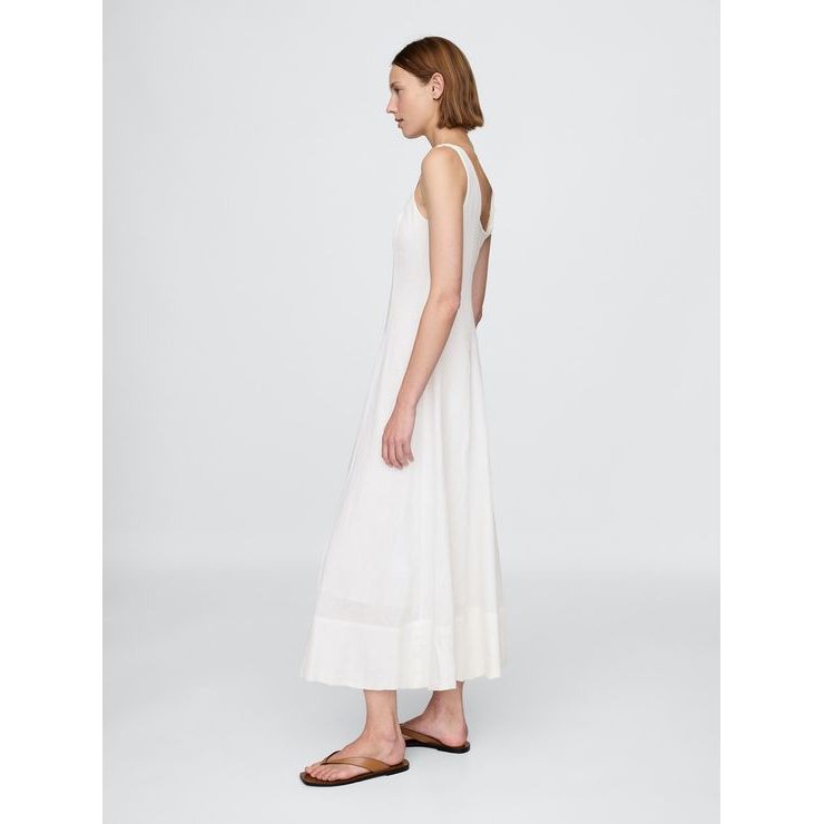 GAP Lněné maxi šaty, Bílá