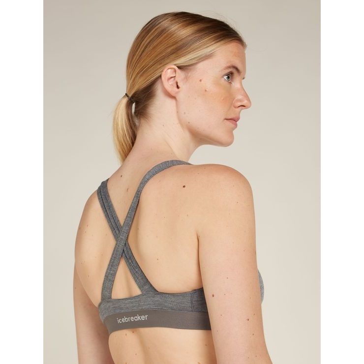 ICEBREAKER W Mer 125 Cool-Lite Sprite Racerback Bra GRITSTONE HTHR-013