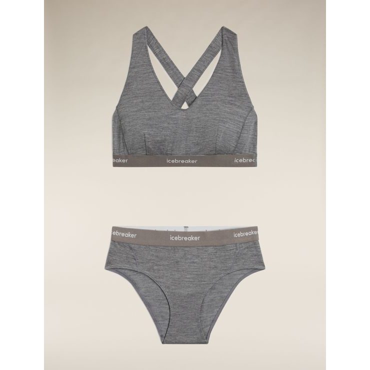 ICEBREAKER W Mer 125 Cool-Lite Sprite Racerback Bra GRITSTONE HTHR-013