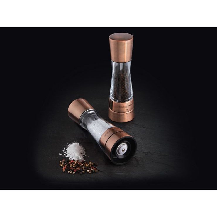 COLE&MASON Set of Derwent Copper Gourmet Precision+ pepper and salt grinders