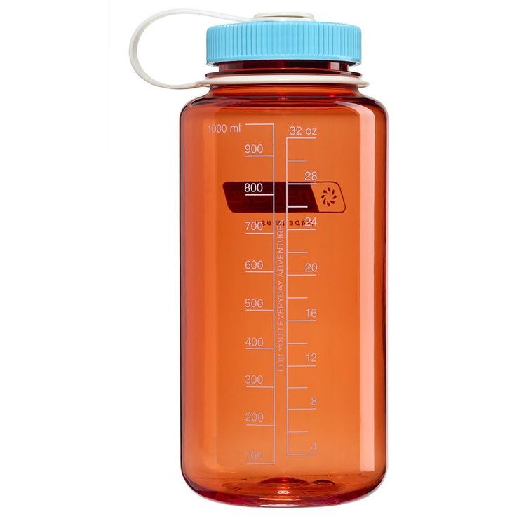 NALGENE Wide Mouth 1000 ml Flame w/Blue Atoll