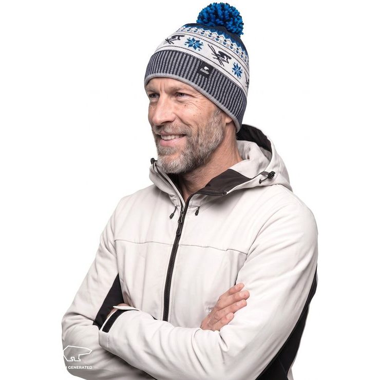 EISBÄR Retroski Pompon MÜ Blau-Grau