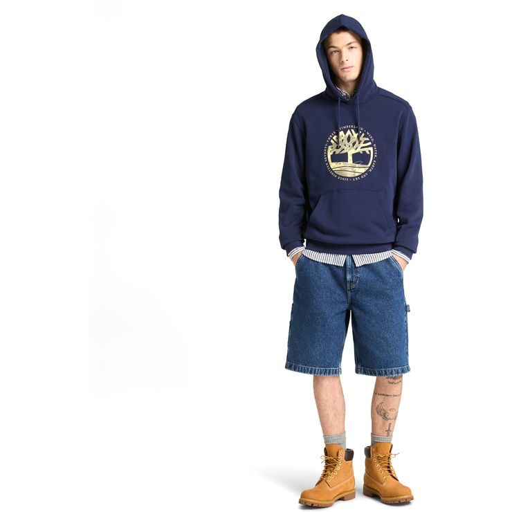 TIMBERLAND Tree Logo Lake House Graphic Hoodie Peacoat