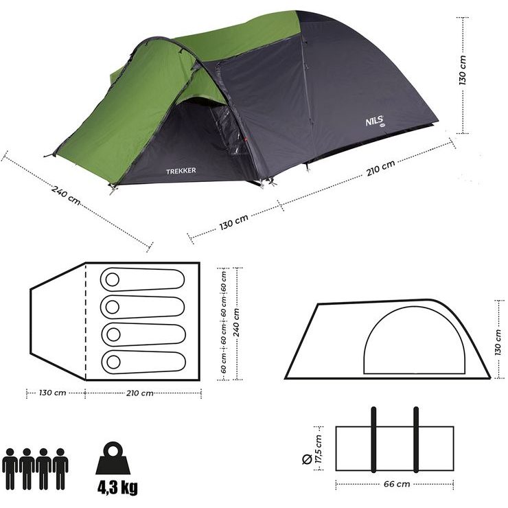 NILS Camp NC6012 Trekker 4 zelený