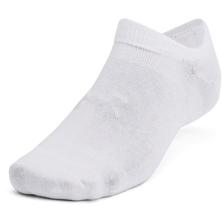 UNDER ARMOUR Essential No Show 6pk, White / White / Halo Gray