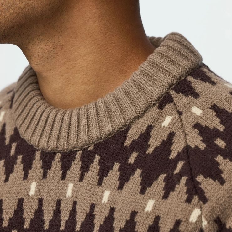 FJÄLLRÄVEN Övik Jacquard Knit M Suede Brown-Black Oak