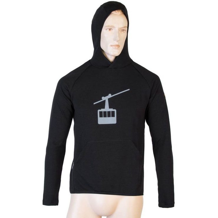 SENSOR MERINO UPPER GONDOLA pánská mikina klokanka černá