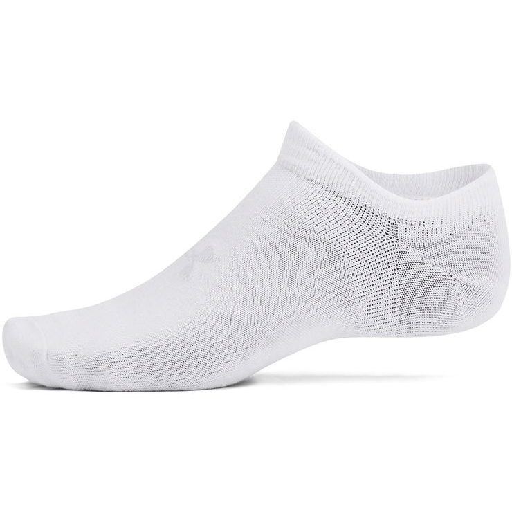 UNDER ARMOUR Essential No Show 6pk, White / White / Halo Gray