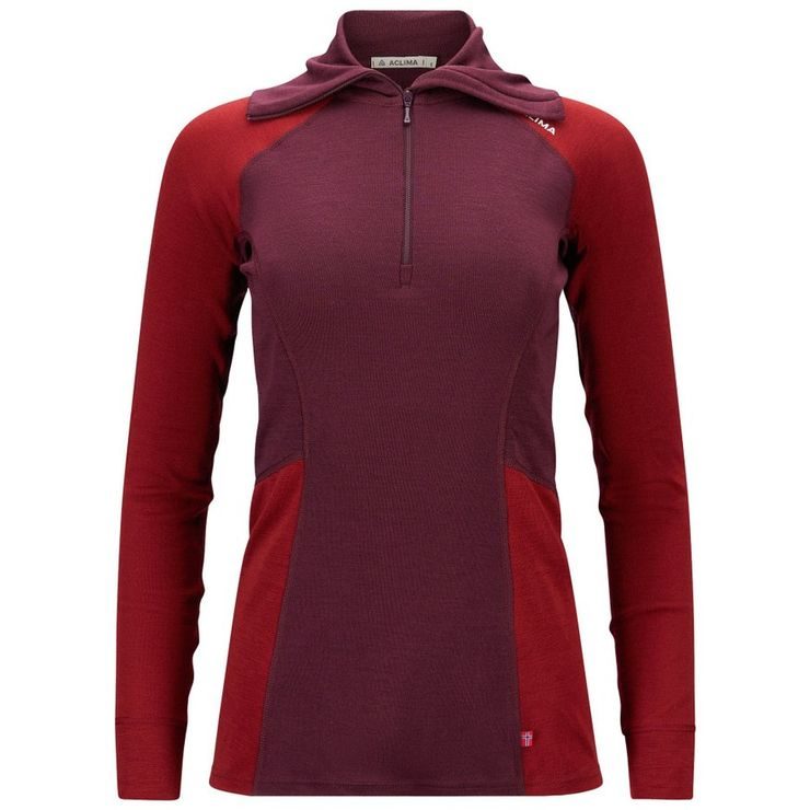 ACLIMA WarmWool Polo W's Fig/Red Dahlia