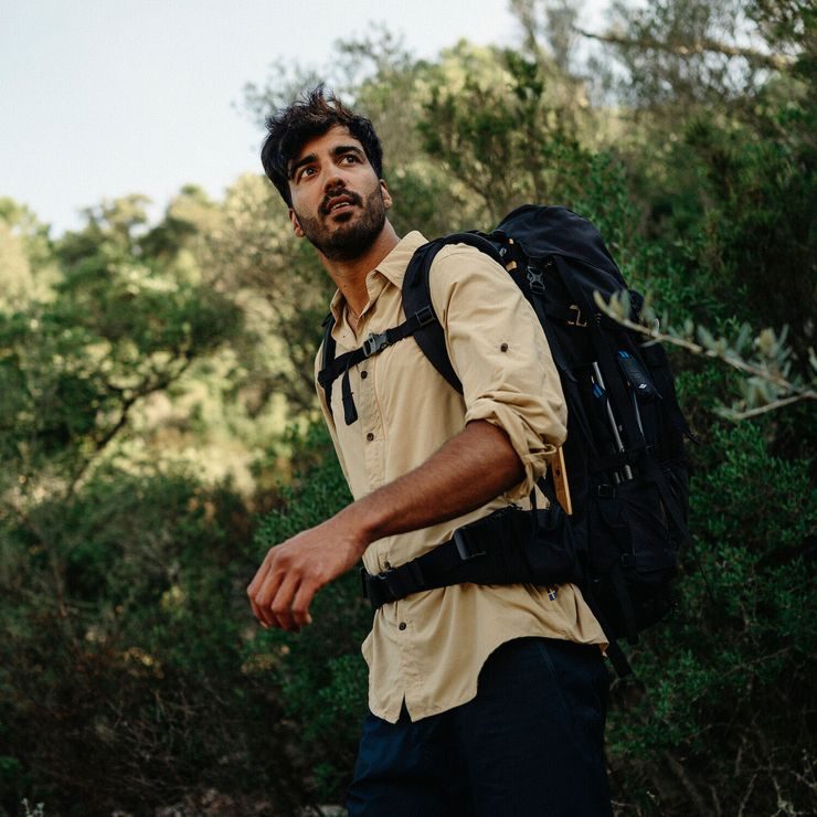 FJÄLLRÄVEN Abisko Hike Shirt LS M Dark Navy-Buckwheat Brown