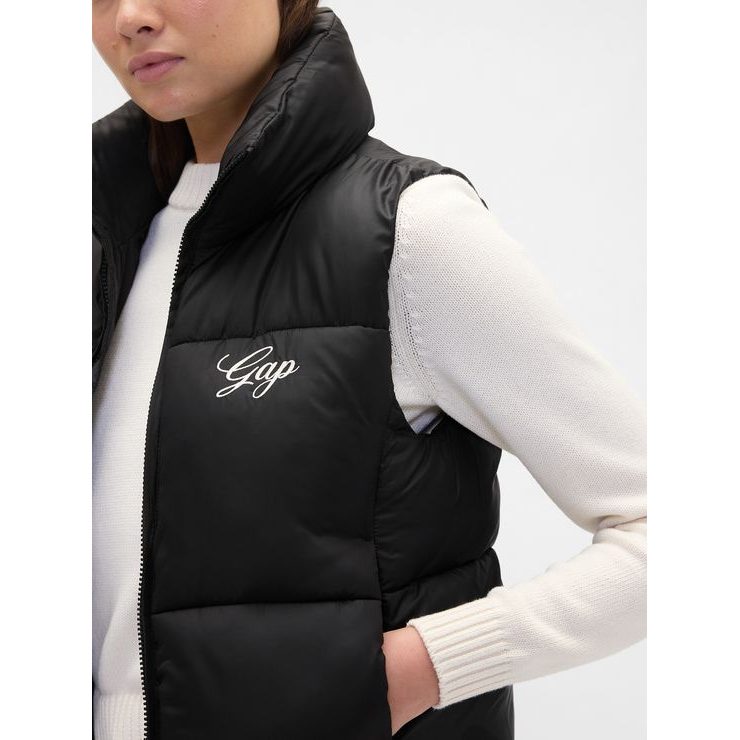 GAP 818719-01 Prošívaná nepromokavá vesta Logo PrimaLoft® Černá
