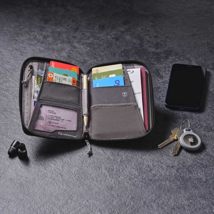 LIFEVENTURE RFiD Mini Travel Wallet grey