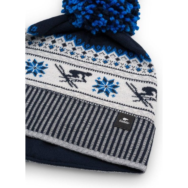 EISBÄR Retroski Pompon MÜ Blau-Grau