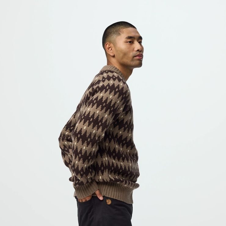 FJÄLLRÄVEN Övik Jacquard Knit M Suede Brown-Black Oak
