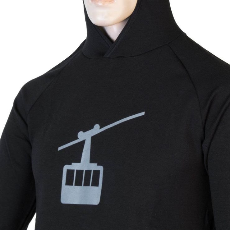 SENSOR MERINO UPPER GONDOLA pánská mikina klokanka černá