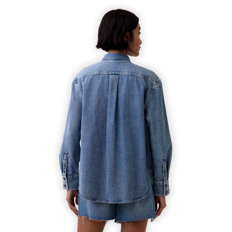 GAP 883758-00 Džínová oversize košile UltraSoft Tmavě modrá
