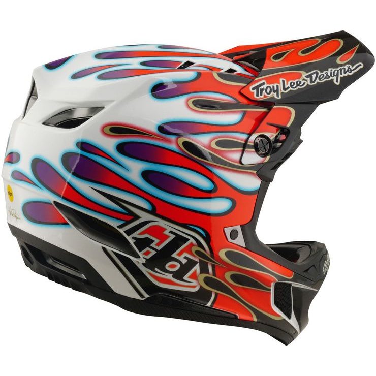 TROY LEE DESIGNS D4 COMPOSITE MIPS OVERSPRAY WHITE / RED