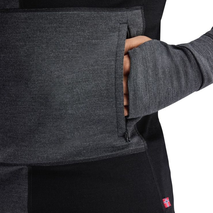 ACLIMA WarmWool Hoodsweater w/zip M's Jet Black/Marengo