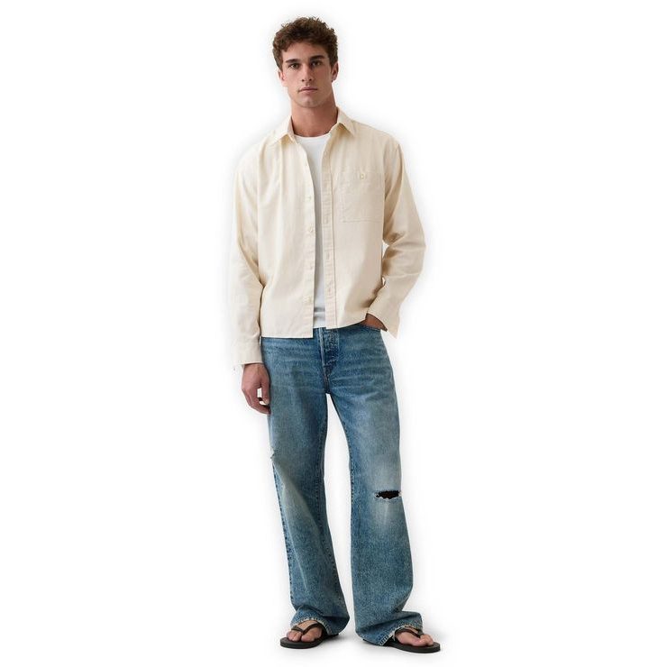 GAP 868346-02 Plátěná košile Utility z lněné směsi Béžová