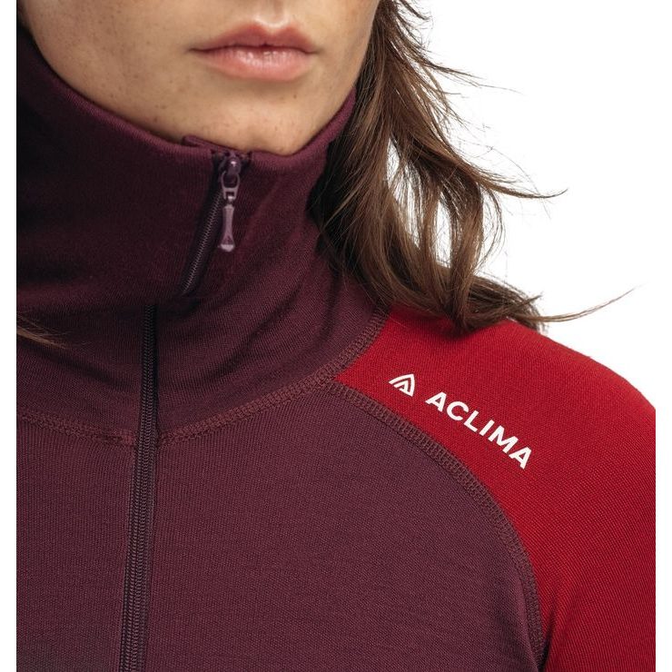 ACLIMA WarmWool Polo W's Fig/Red Dahlia