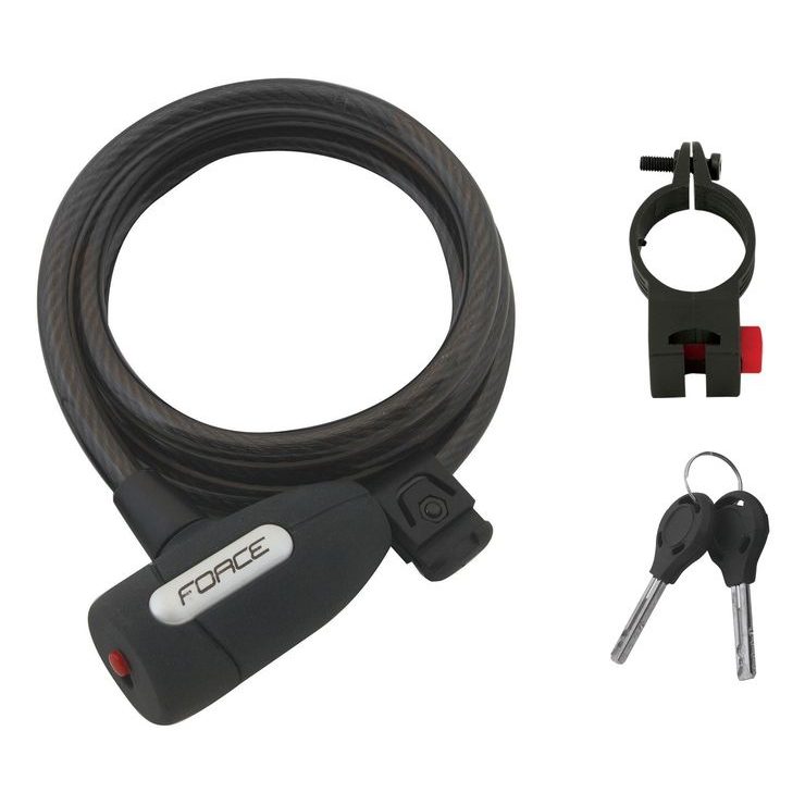FORCE LUX spirálový s držákem 150cm/10mm, černý