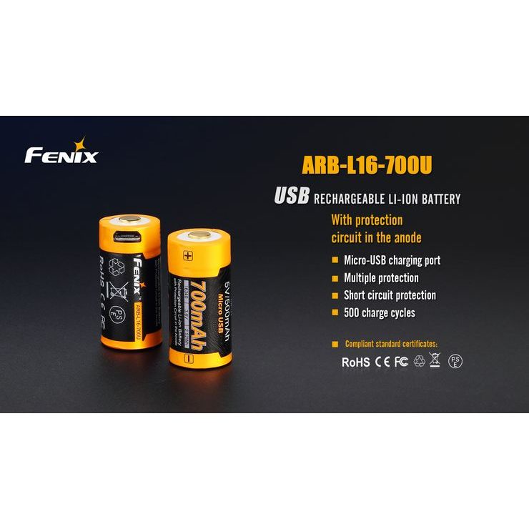 FENIX RCR123A / 16340 (Li-Ion) USB