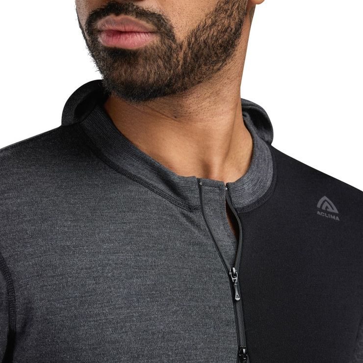 ACLIMA WarmWool Hoodsweater w/zip M's Jet Black/Marengo