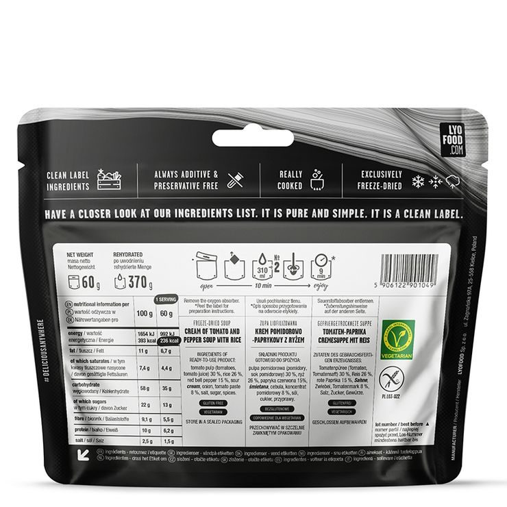 LYOFOOD Krémová rajská polévka s paprikou 370g