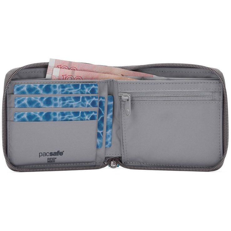 PACSAFE RFIDSAFE ZIP AROUND WALLET stone
